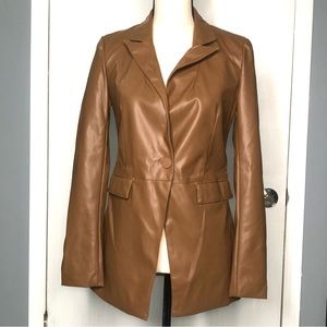 NWOT Laundry by Shelli Segal Light Brown/Tan Faux Leather Blazer/Jacket Sz XS
